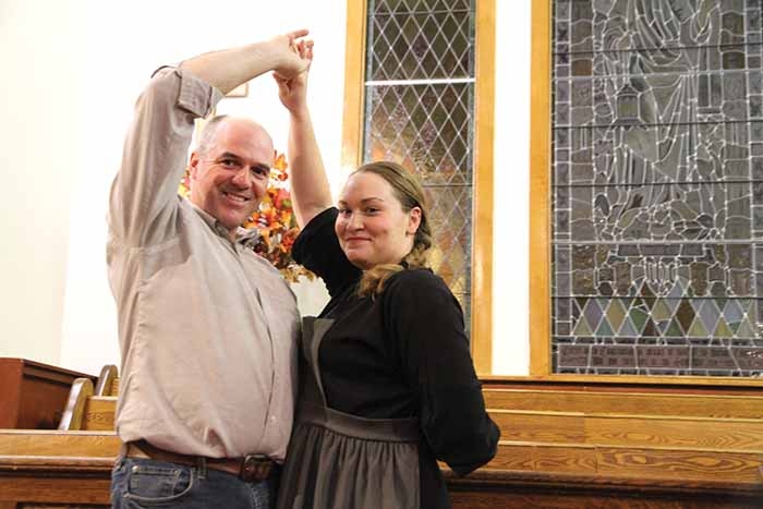 Blake Kelly and Melissa Berkshire rehearse for The Sound of Music, the latest production from Creative Vision Productions, coming up in Moosomin this Friday, Saturday and Sunday.