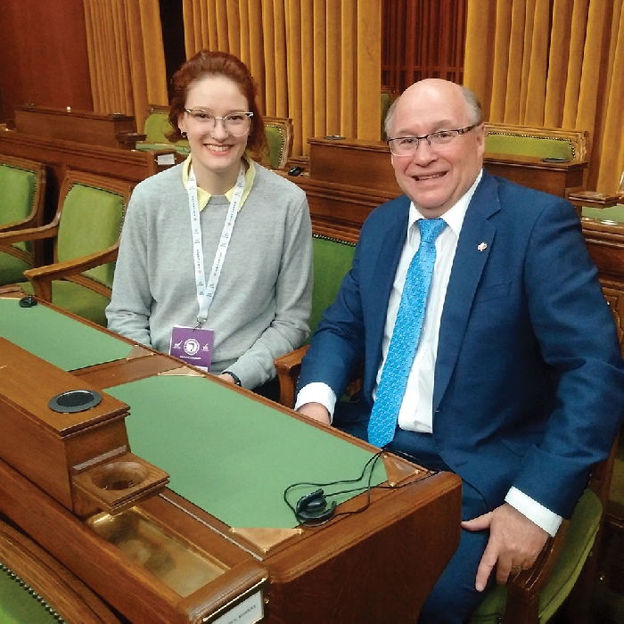 Souris-Moose Mountain Daughters of the Vote delegate Brit Sippola, who grew up outside of Whitewood, and Souris-Moose Mountain MP Dr. Robert Kitchen in the House of Commons last week.