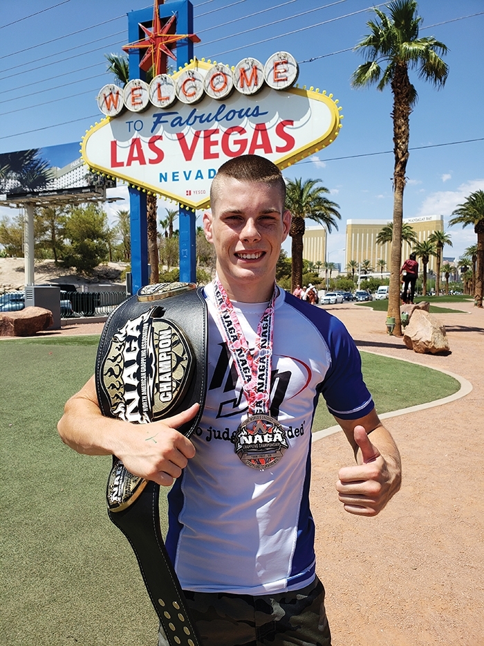Zach Gehl at the Vegas NAGA championships after winning both Gi and no Gi grappling divisions.