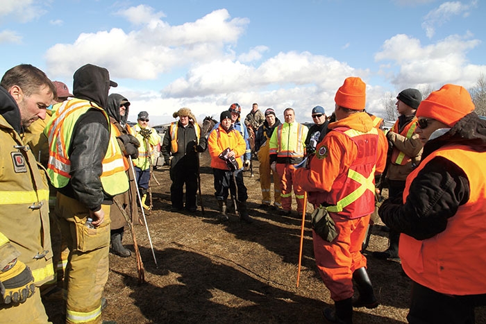 Back in 2016 when Jonathon Richter went missing in the Welwyn area, SARSAV volunteers from the Regina, Moose Jaw and the Parkland (Yorkton-Melville) chapters were called in to help with the search. Now SARSAV, the RCMP, and Estevan and Weyburn police services want to start a SARSAV chapter in Southeast Saskatchewan. Shown here are some of the local and SARSAV volunteers getting organized to go out searching during the Richter case in 2016.