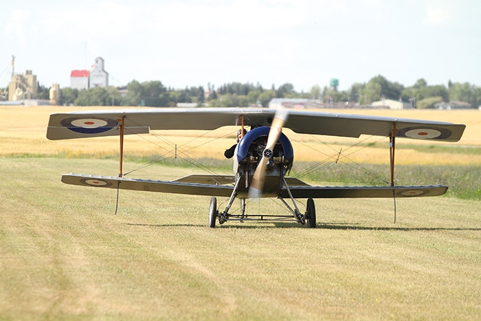 Pilot Dave Wilson landing in Moosomin