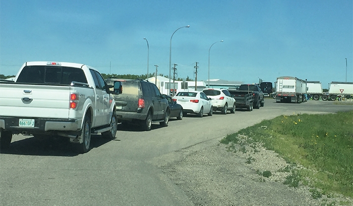 Waiting in traffic to cross Highway 1 to Highway 8 north.