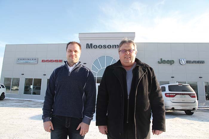 Manager Cody Bruvold and owner Ron Kaban at Moosomin Dodge.