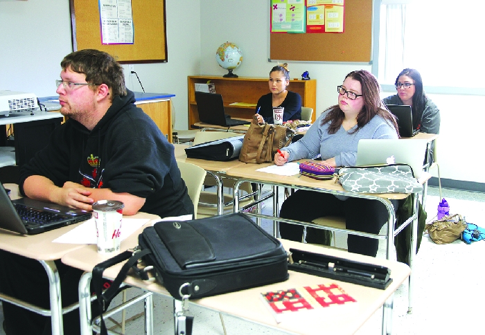 Students taking university classes at Southeast College in Moosomin