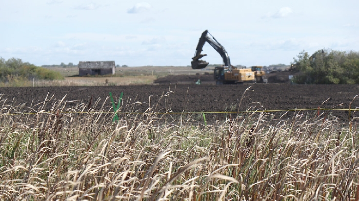 Crews have been working on surface reclamation work along the Enbridge Line 3 right-of-way. The work was to be done this fall, but because of delays due to wet weather, the workers will be back next summer to complete the work.