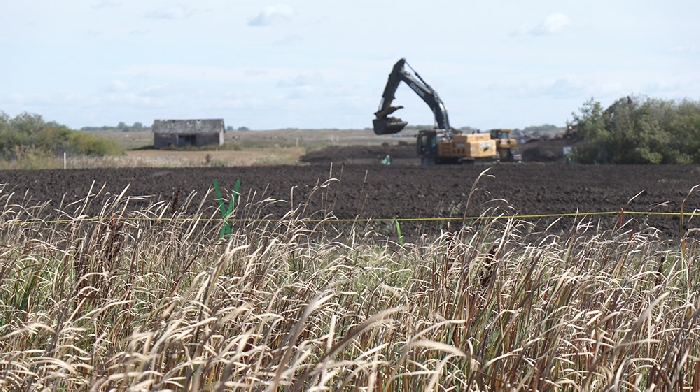 Crews have been working on surface reclamation work along the Enbridge Line 3 right-of-way. The work was to be done this fall, but because of delays due to wet weather, the workers will be back next summer to complete the work.