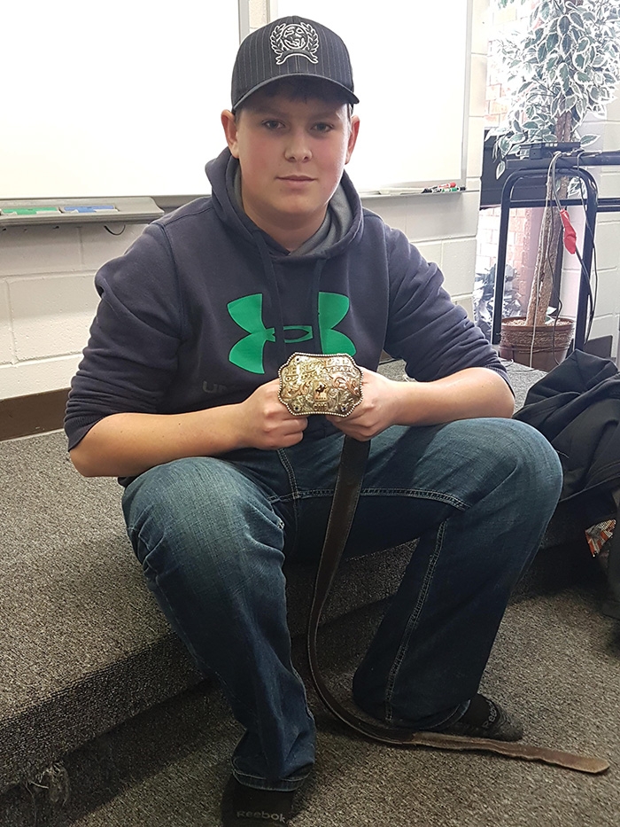 Ty with his buckle for MRCA Bull of the Year.