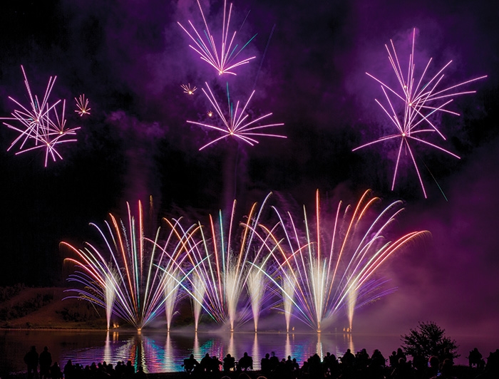 Some of the fireworks over Moosomin Lake during Canada's show on the Saturday night.