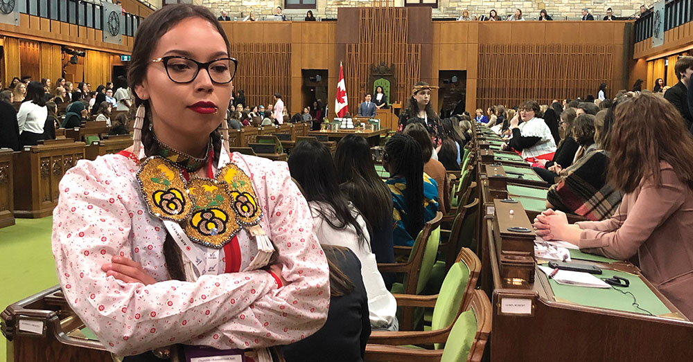 Kailey-Arthurson, the Daughters of the Vote representative for Churchill-Keewatinook Aski which covers all of Northern Manitoba, turns her back on Prime Minister Justin Trudeau in the House of Commons Wednesday. <br><br><br />
Arthurson said the protest was her way of supporting Jody Wilson-Raybould. She said she wanted Trudeau to “realize when he shoots down one Indigenous woman, he can’t shoot us all down. We all wanted to make a statement together.
