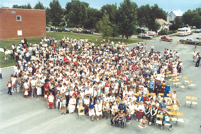 A scene from the big school reunion in 1982.