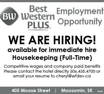 Best Western Plus - Moosomin - Housekeeper (full-time) 