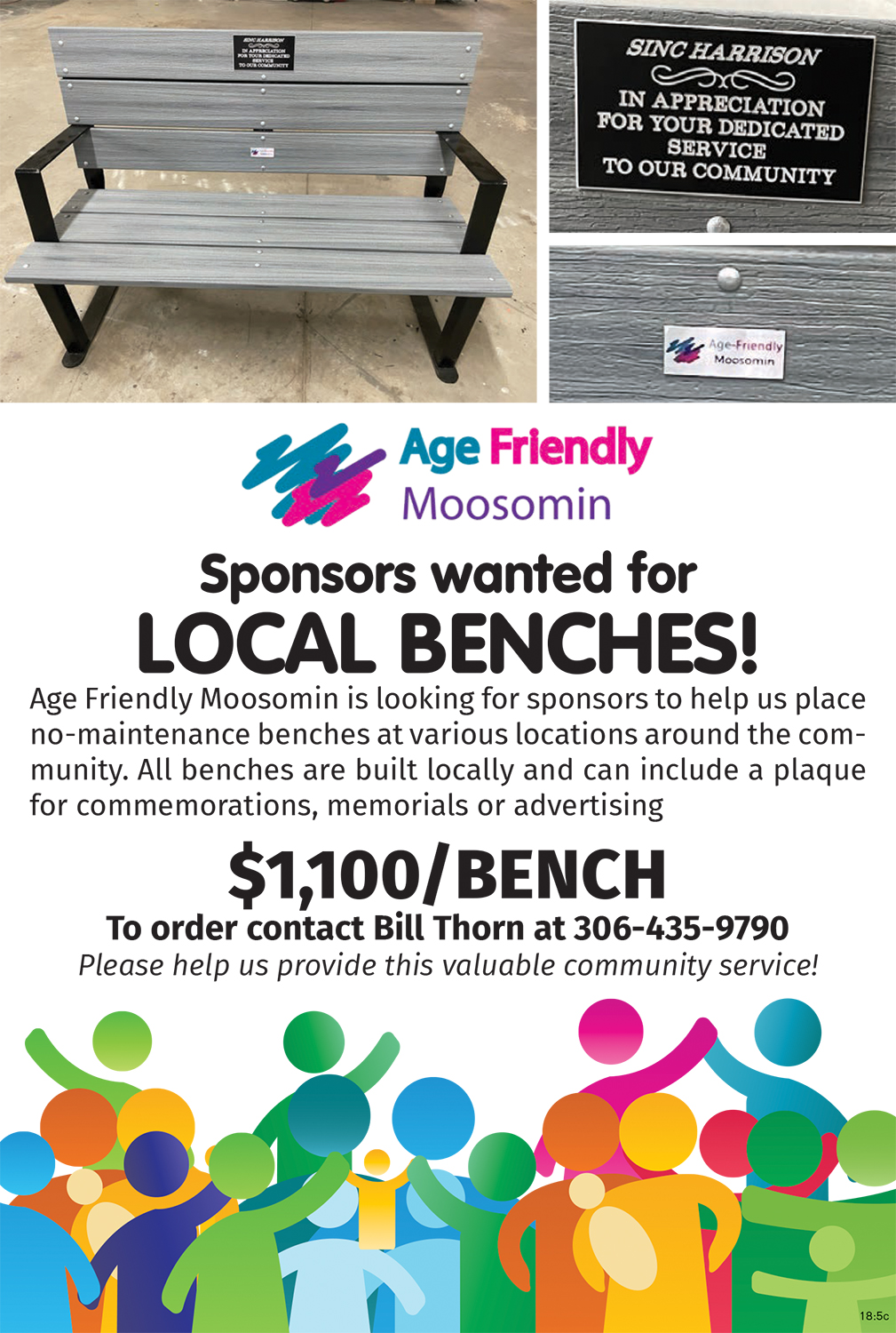 Moosomin Age Friendly Bench Sponsors Wanted