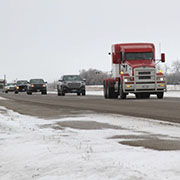 Trucks & people take part in the Virden to Brandon Truck Convoy on Saturday, January 5, 2019
