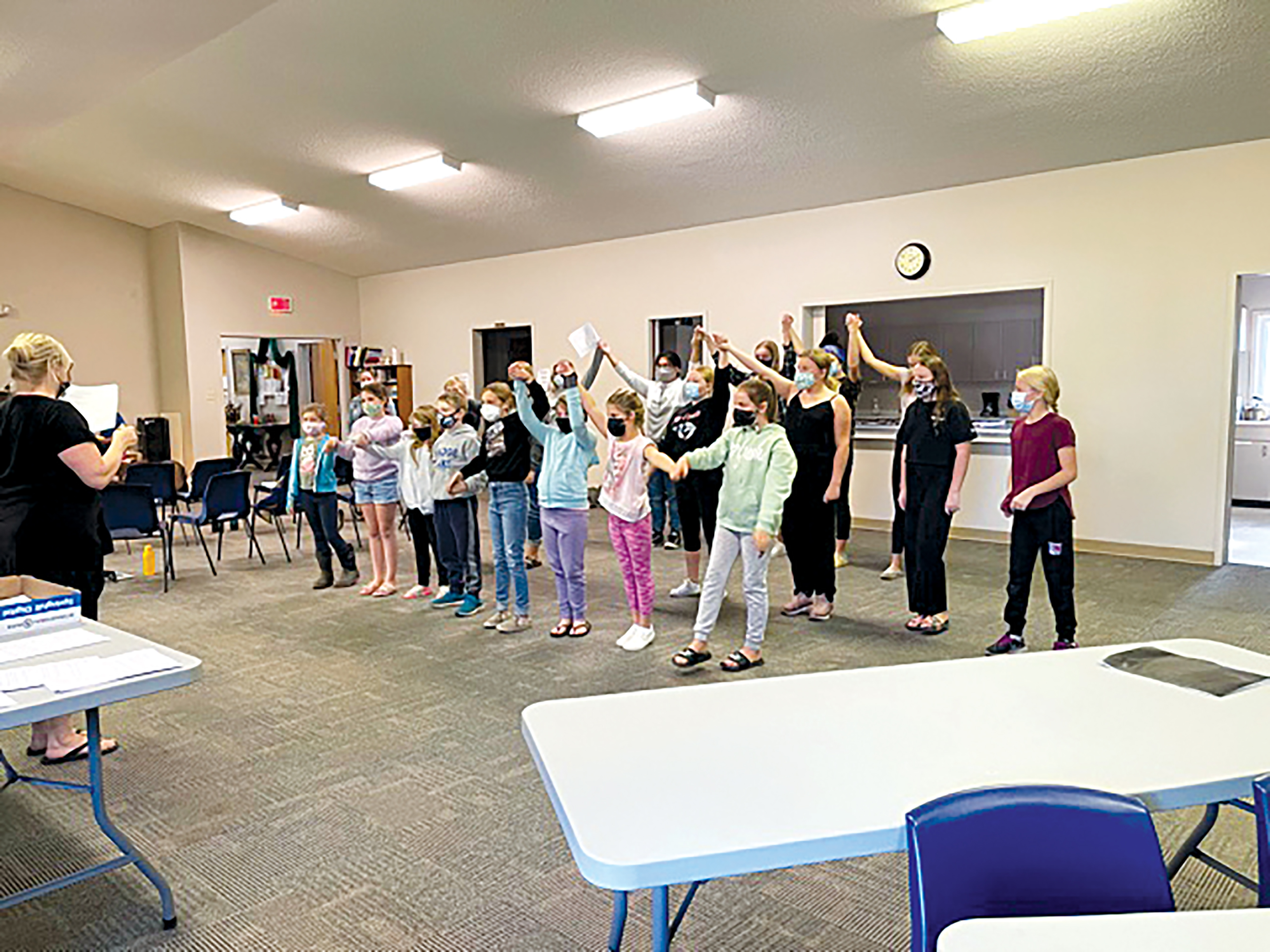 Some of the children involved rehearsing for All Together Now.