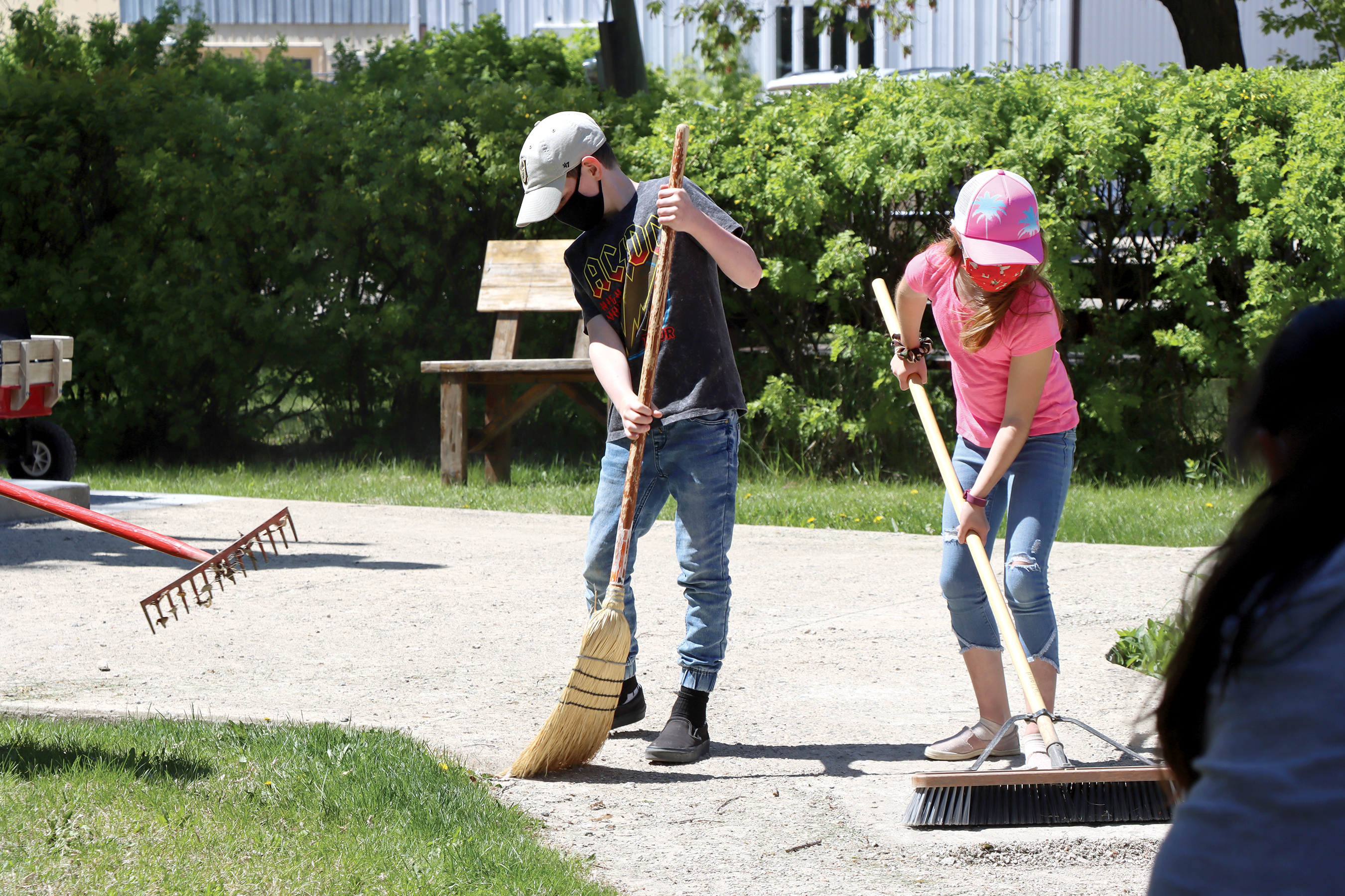 Sweeping and raking was the name of the game.