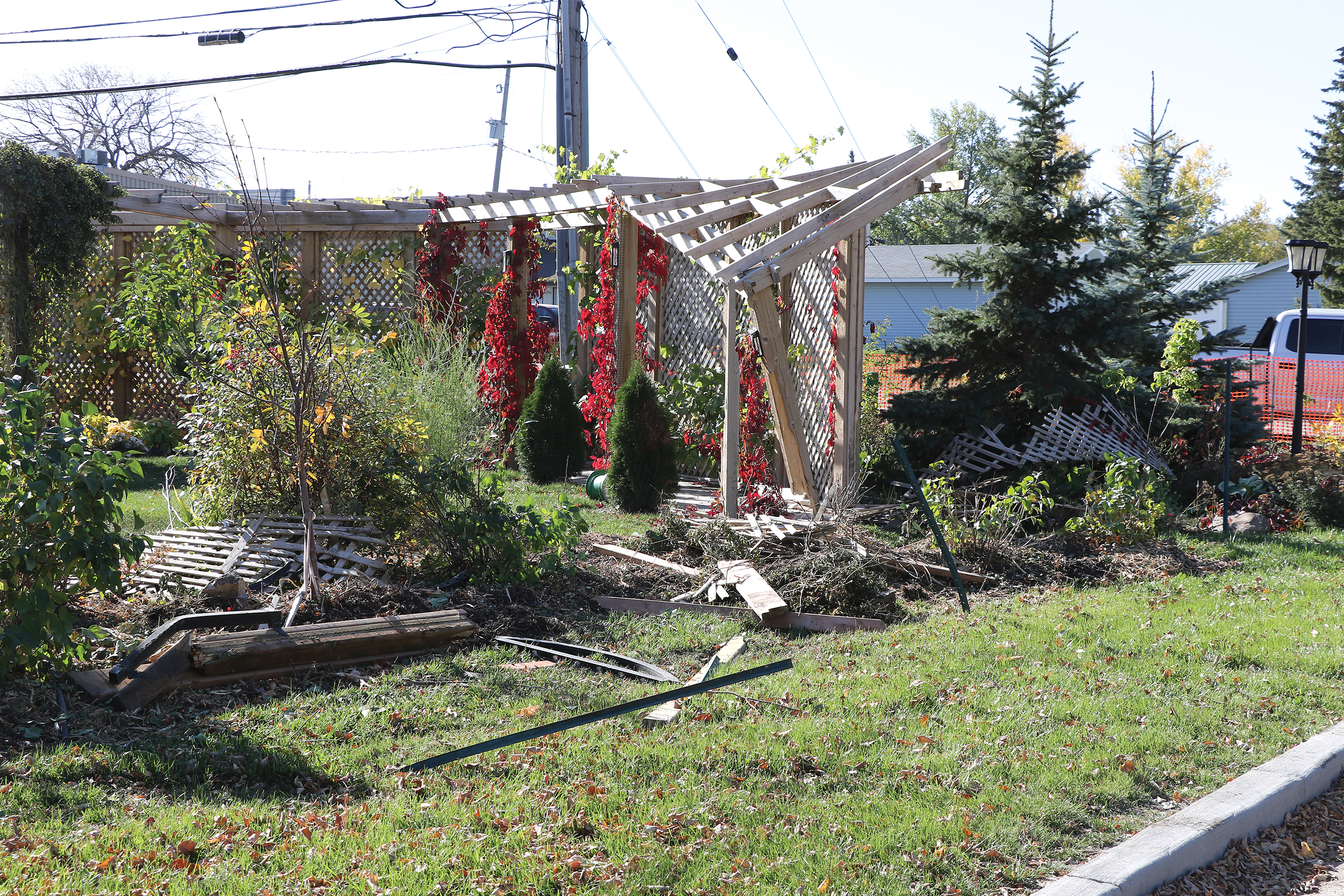 Damage allegedly done by Don Bleau of Moosomin on September 29.
