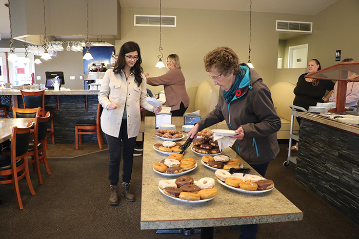 The inside of the new clubhouse, including the free coffee and doughnuts on November 5.<br />
></a><br />
<p class=