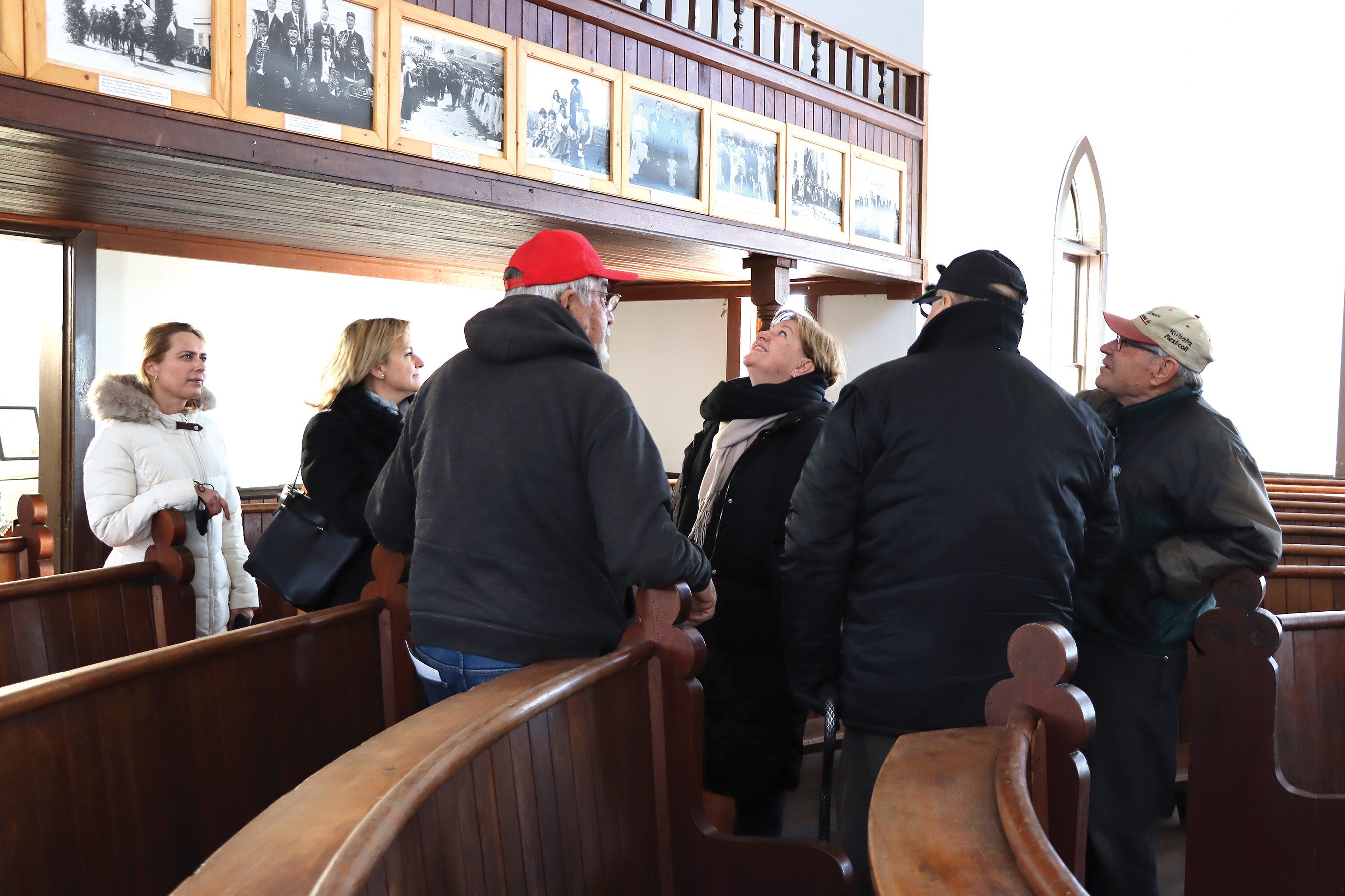 Katalin Szili, the Hungarian Prime Ministers Representative and former speaker of parliament, looking at a memory board at Kaposvar church near Esterhazy.<br />
