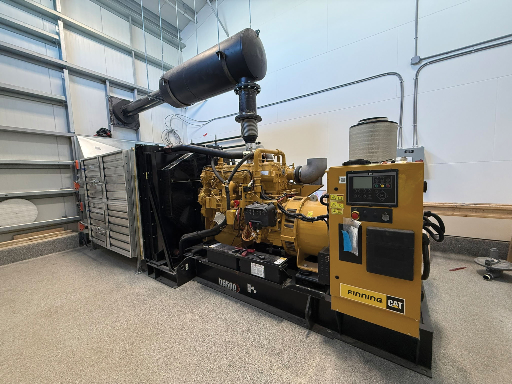 The generator room. A 500 kW standby generator is housed within the water treatment plant to provide standby power to the facility during power outages. This equipment ensures minimal disruptions to user�s access to drinking water during power outages.