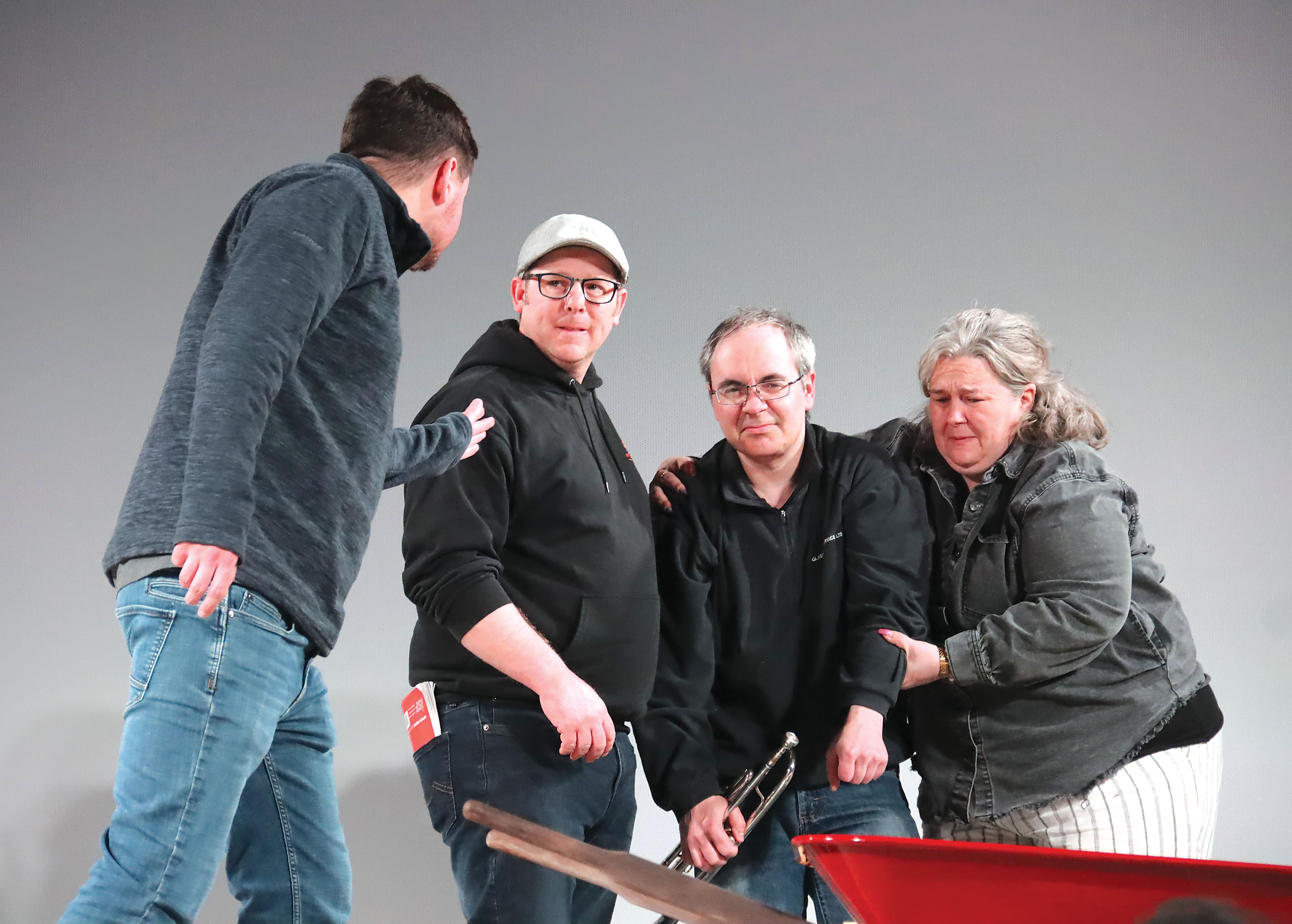 The cast practicing some of their scenes.