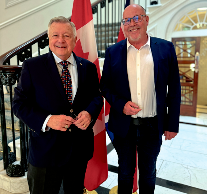 Moosomin-Montmartre MLA Kevin Weedmark visiting Canadian High Commissioner Ralph Goodale at Canada House in London, England.