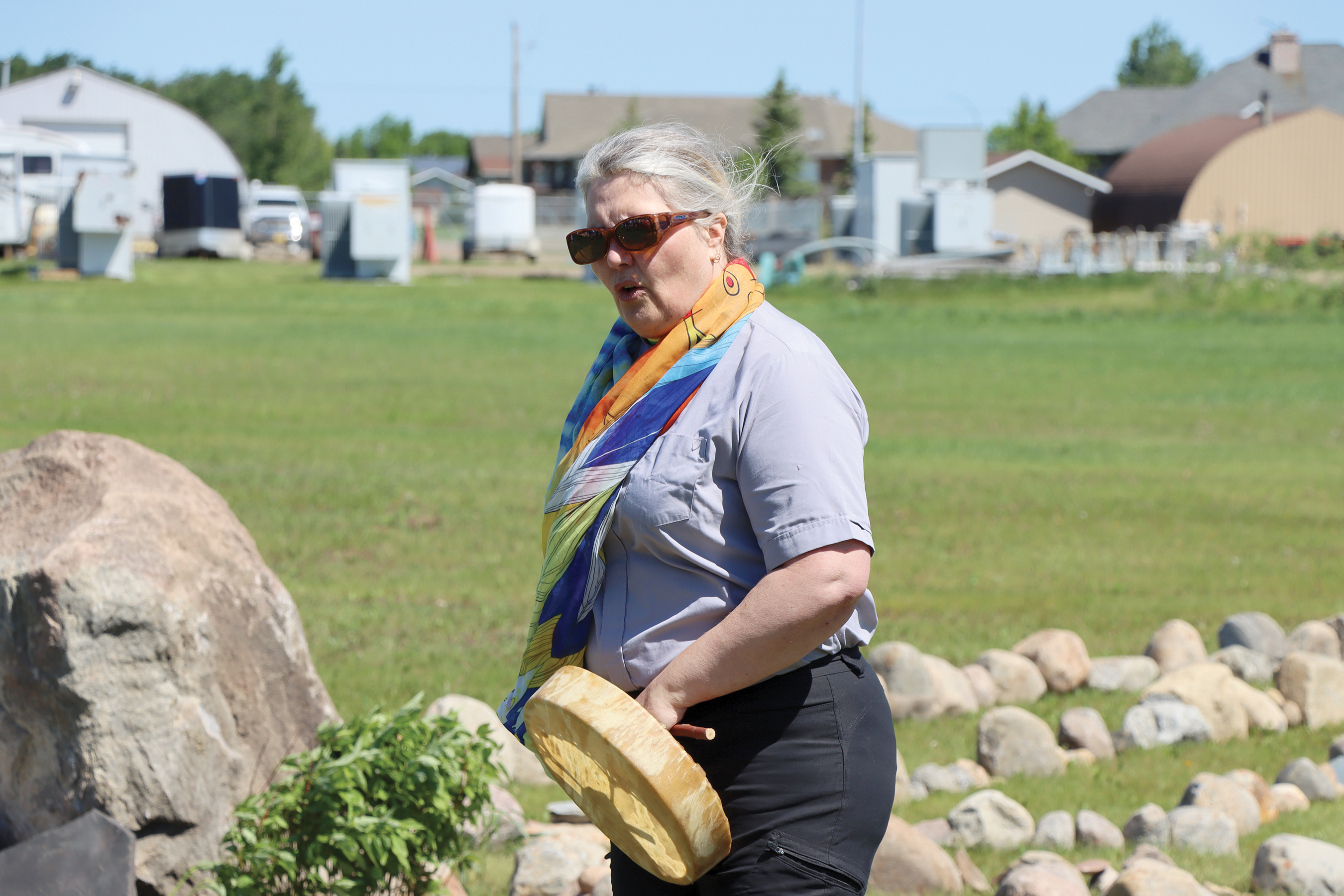 Rev. Carolyn Woodall shared the history of labyrinths and prayers last Saturday..