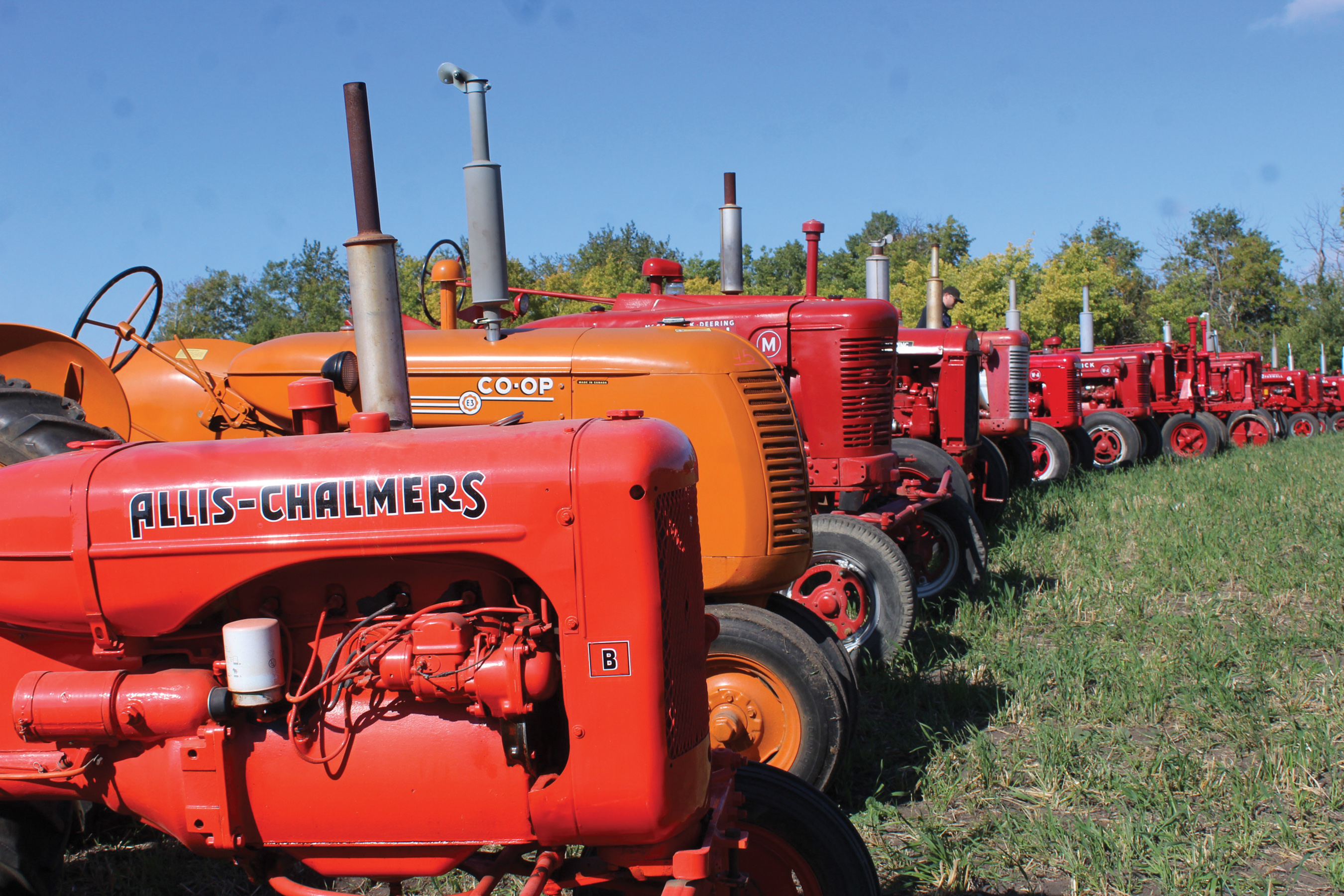 Antique tractors on display at the Wilson old-time harvest south of Wawota.<br />