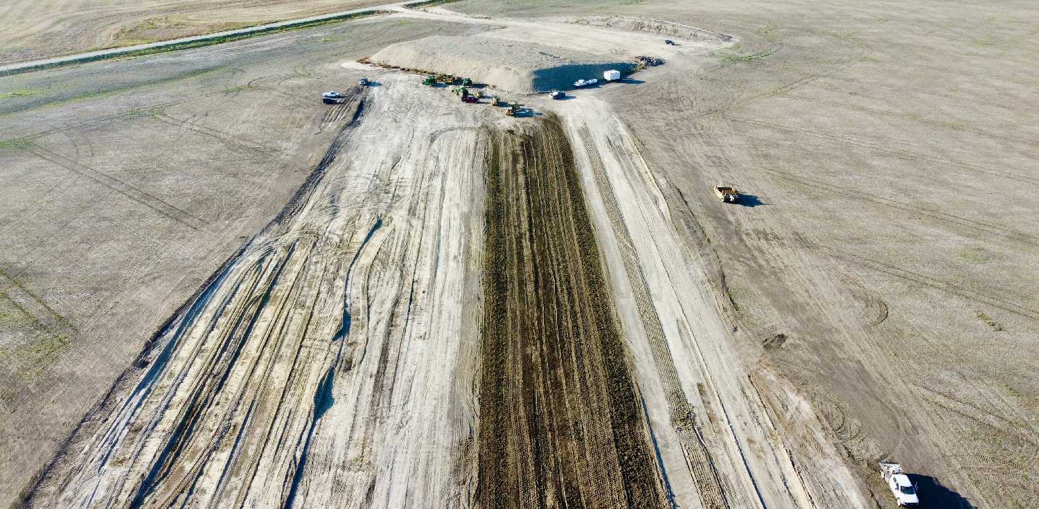 Construction on the new runway at Moosomin airport.