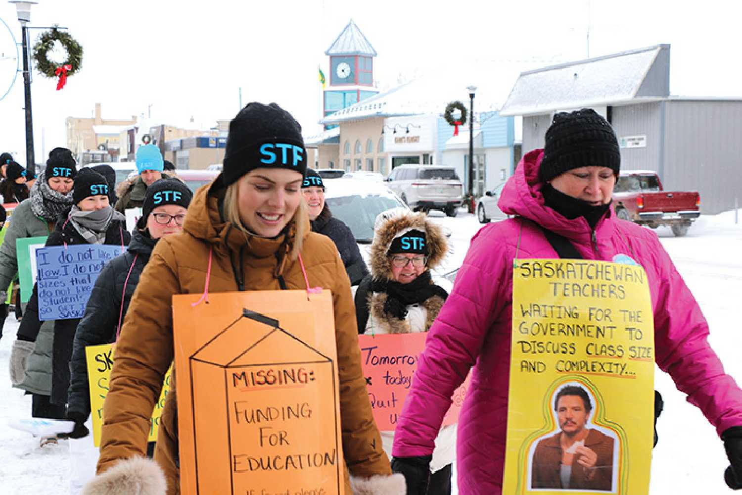 Teachers protesting in Moosomin.