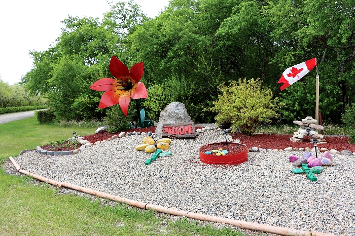 A landscaping display greets campers as they enter the park at Moosomin Regional Park.