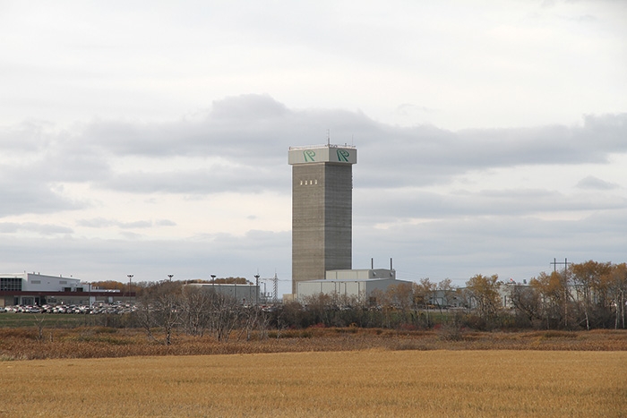 The headframe at PotashCorp Scissors Creek, which is the tallest steel headframe in the world.
