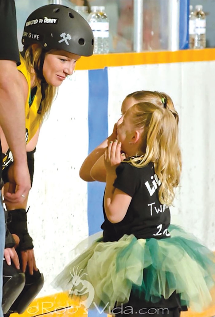 Melanie Spencer at a roller derby event.