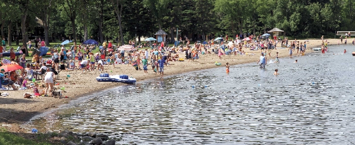 The beach at Clear Lake pre-Covid. 