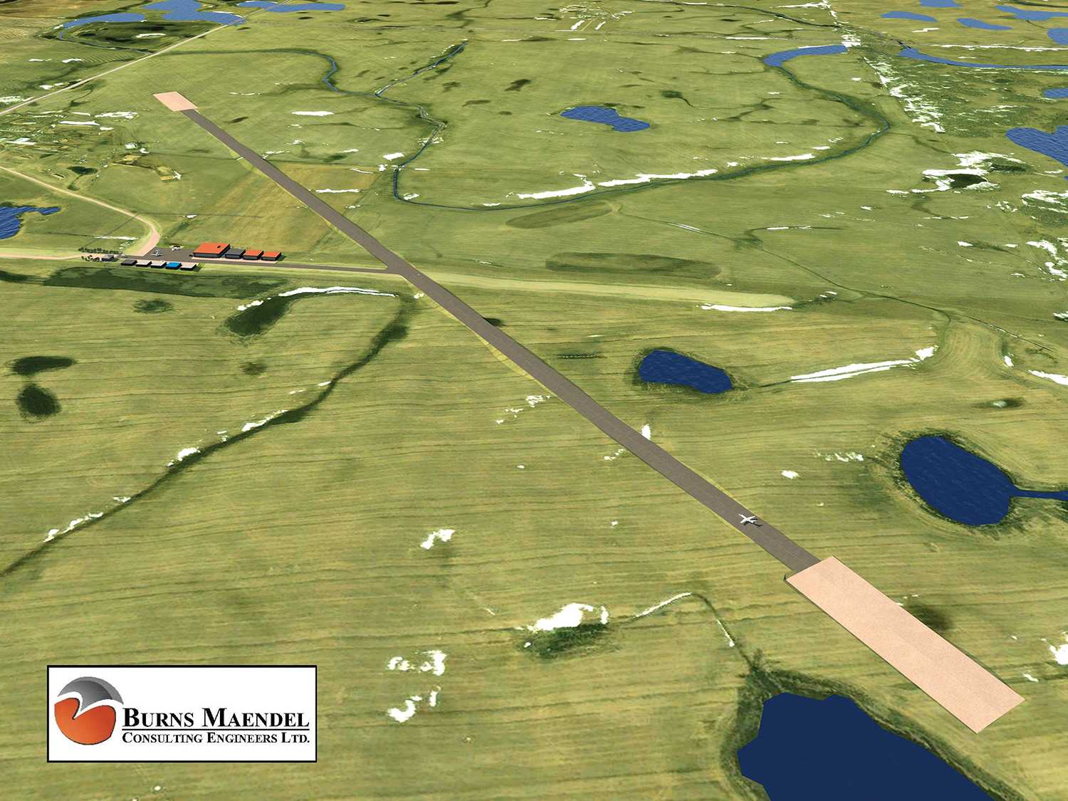 <b>Airport expansion</b> The engineers drawing of the expanded runway at Moosomins airport. The longer, paved runway would accommodate the Saskatchewan Air Ambulance.