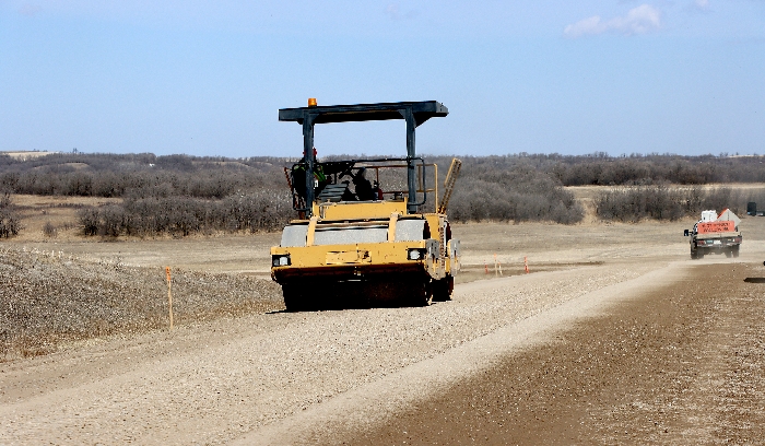 Repaving is underway on Highway 8 in the QuAppelle Valley North of Rocanville and will extend south to Rocanville.