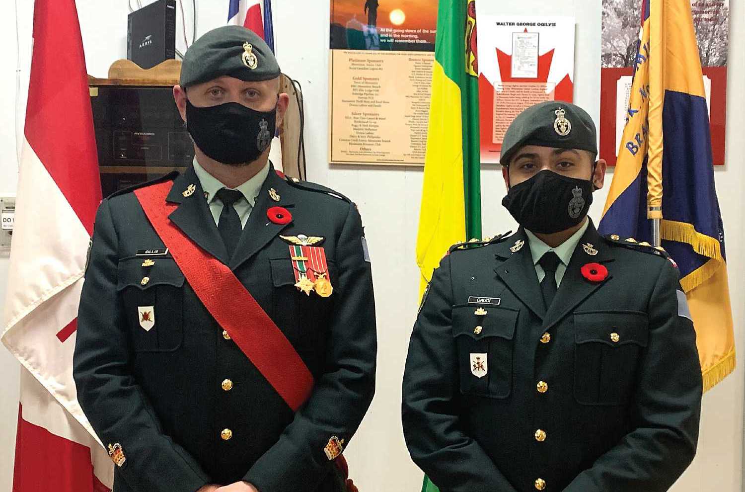 Warrant Officer Christopher Gillis and Captain Zain Daudi are members of the Princess Patricia’s Canadian Light Infantry (PPCLI).  Both soldier’s talk about why the annual Remembrance Day march in Moosomin is significant to them. Left: Warrant Officer Christopher Gillis and Captain Zain Daudi are members of the Princess Patricia’s Canadian Light Infantry.