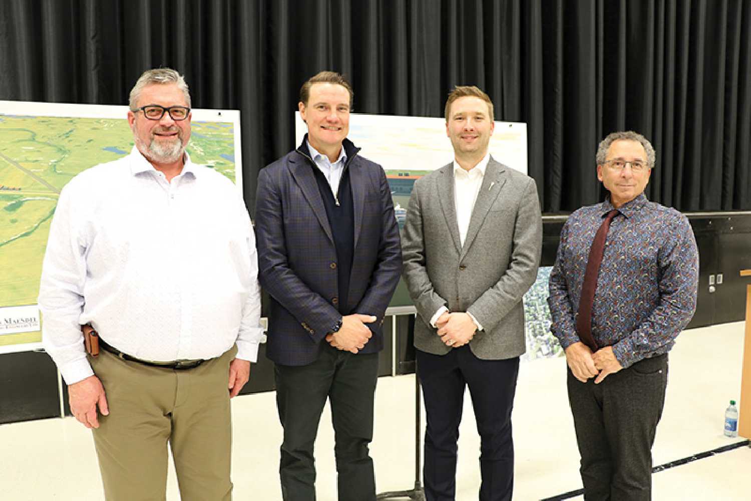 From left, Dr. Schalk van der Merwe, Nutrien President of Potash Chris Reynolds, Saskatchewan Highways Minister Jeremy Cockrill, and Jeff St. Onge after the announcement on Wednesday.