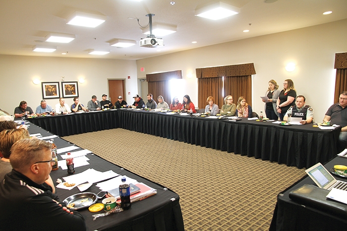 Kaila McDonald with the Moosomin Kinettes speaking to Chamber members about their PTSD fund at the meeting Wednesday.