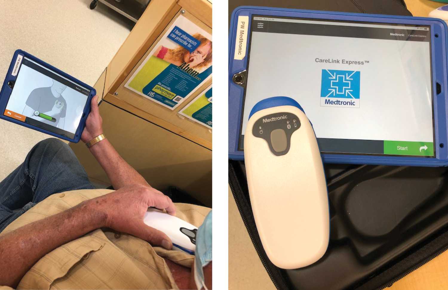 A patient having his cardiac device checked through CareLink Express at the Southeast Integrated Care Centre in Moosomin. Until this year, patients had to travel to Regina to have their devices checked.