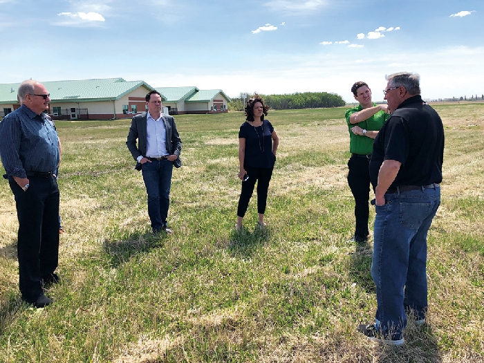 From left, Moosomin Town Councillor Ron Fisk, Larry Scammell of Firebird Business Consulting, Crystal Spooner of Orange Tree Living, Moosomin Town Councillor Murray Gray and Mayor Larry Tomlinson on a visit to Moosomin to discuss development of an intergenerational living facility in the community.