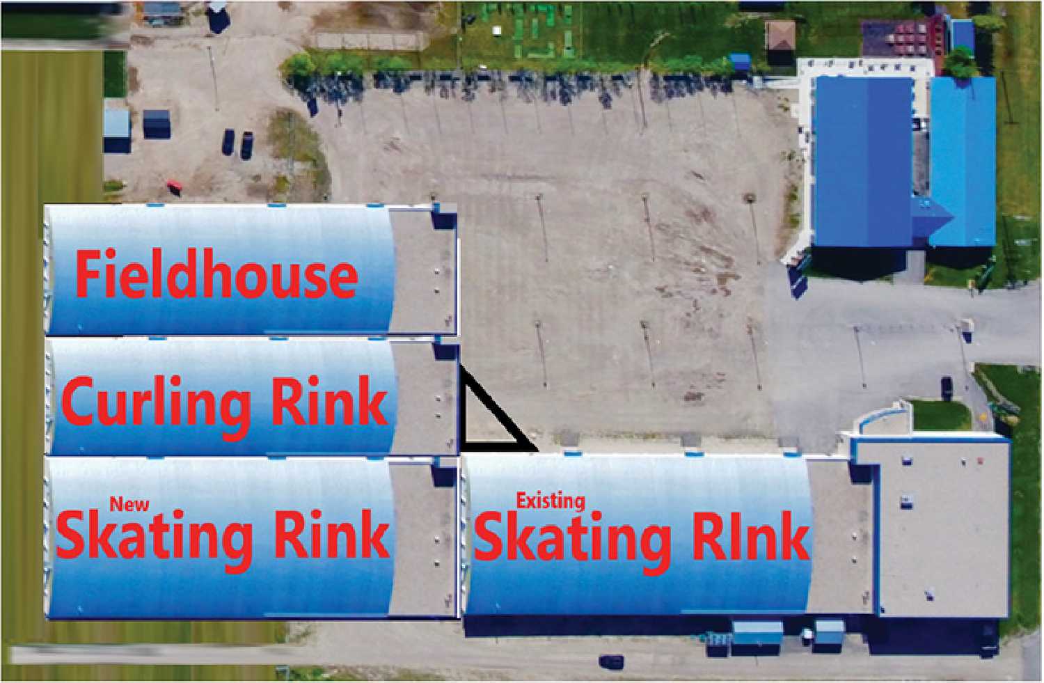The first potential layout of the proposed Moosomin Multiplex, including a second ice surface, a curling rink and a fieldhouse. In the above layout there would be a two-storey building at the north end of the added facilities including viewing area, kitchen space and retail space. Moosomin Recreation Director Mike Schwean came up with the conceptual plans. “These are very preliminary as they are pre-feasibility study,” Councillor Murray Gray said. “This could be many years down the road before it happens, so many changes will be made to the concept I am sure as not only the feasibility study m