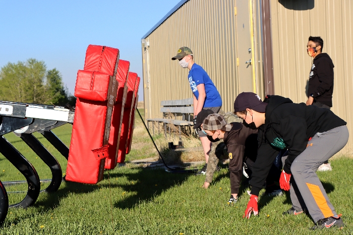 Members of the Moosomin Generals practicing together last week.